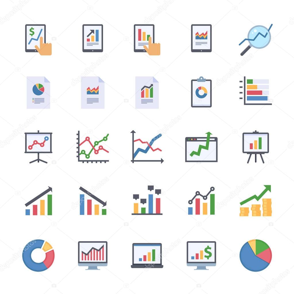 Business Graphs & Charts Icons Set 2 - Flat Version