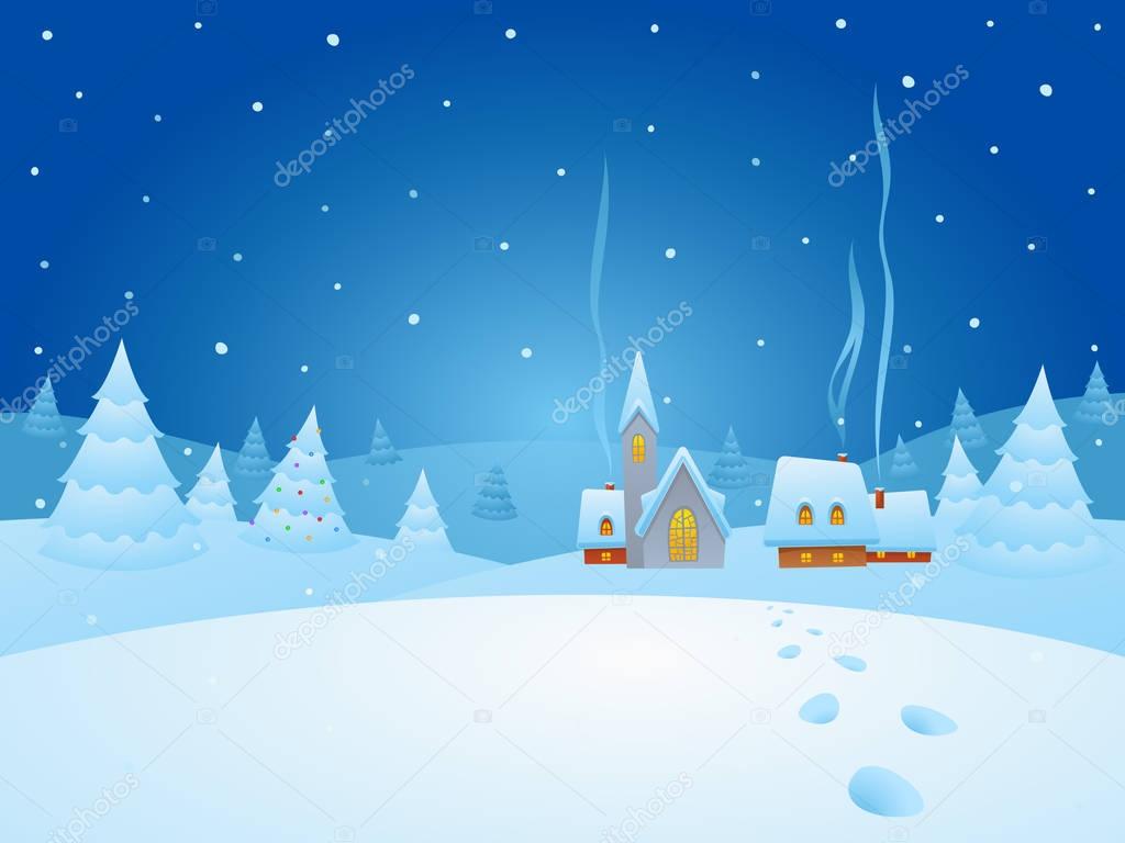 Christmas Landscape Vector Illustration