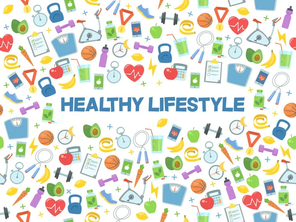 Illustration Eines Gesunden Lebensstils Fitness Ernährung Und Gesundheit Vektorgrafiken