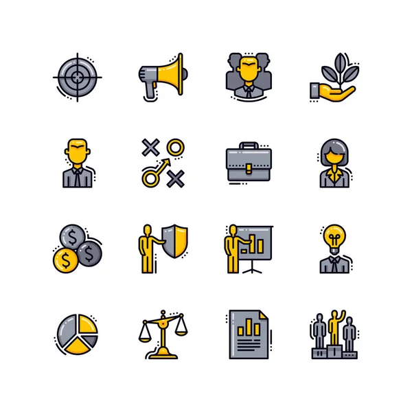 Business Flat Line Icons Set Simgeleri Kümesi Sunumlar Web Tasarımı — Stok Vektör