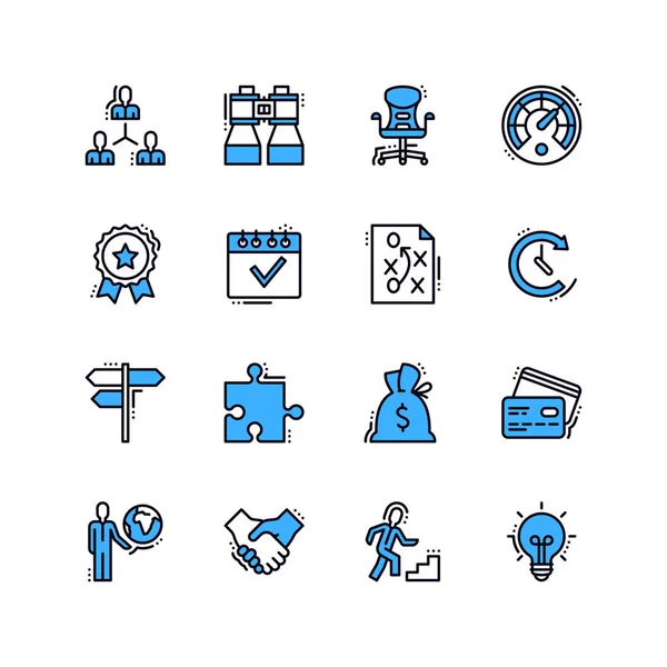 Business Line Blue Icons Set Simgeleri Kümesi Sunumlar Web Tasarımı — Stok Vektör