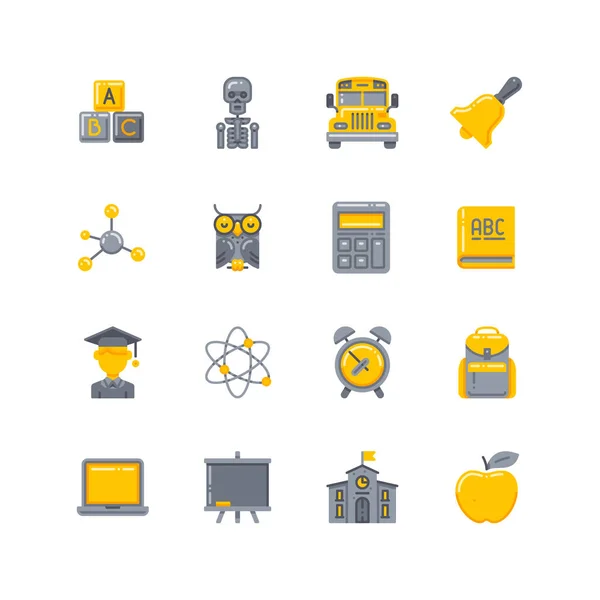 Education Flat Icons Set Conjunto Iconos Educativos Ideal Para Presentaciones — Vector de stock