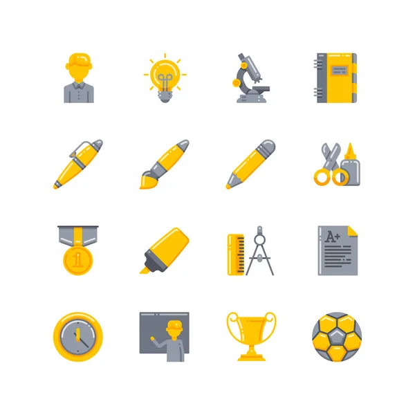 Education Flat Icons Set Conjunto Iconos Educativos Ideal Para Presentaciones — Vector de stock