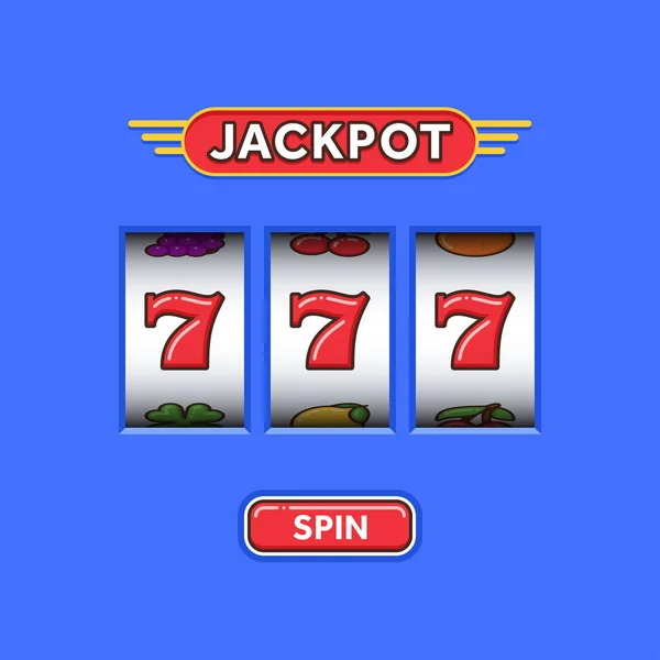 Jackpot Trippel Sju Blå Spelmaskin Lyckosju Kasino Vegas Spel Spelautomat — Stock vektor