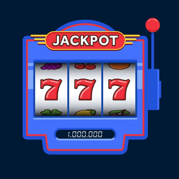 Slot Machine Spel Blauw Win 777 Jackpot Jackpot Drie Keer — Stockvector