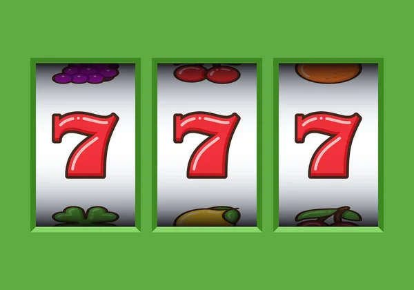 Vinn 777 Jackpot Grön Spelmaskin Jackpot Tredubblas Sju Lyckosju Kasino — Stock vektor