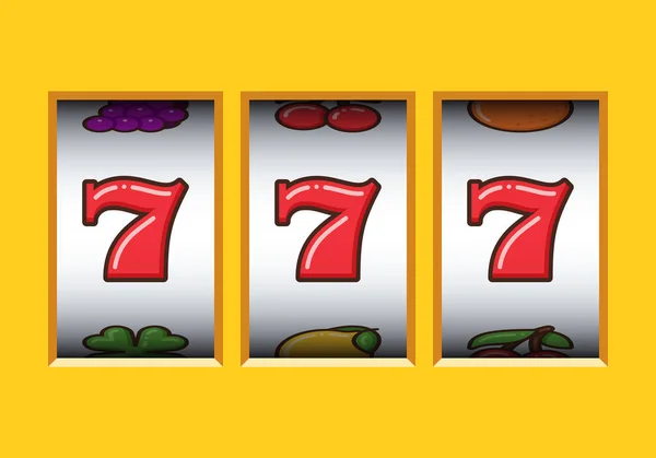 Vyhrajte 777 Jackpot Žlutém Automatu Jackpot Šťastná Sedmička Kasino Vegas — Stockový vektor