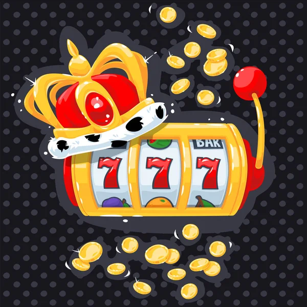 Slot Machine Con Fortunato Sette Jackpot Sfondo Nero — Vettoriale Stock