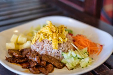 Kao Klook Ga-pi (Rice Mixed with Shrimp paste) ready to serve.