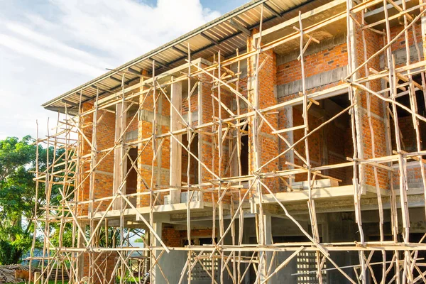 Casas Dos Plantas Están Construcción Tailandia Diseño Casa Moderna — Foto de Stock