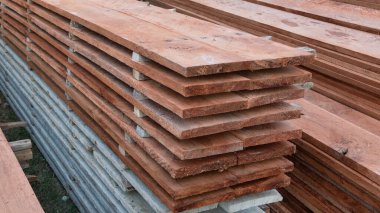 Sheets of wood will be used for house construction / house building