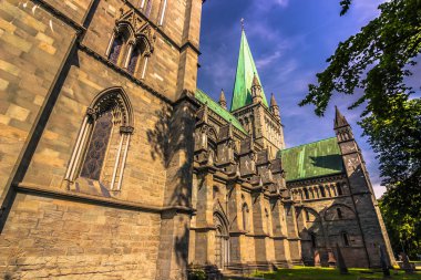 28 Temmuz 2015: Cephe Nidaros cathedral Trondheim, Norveç