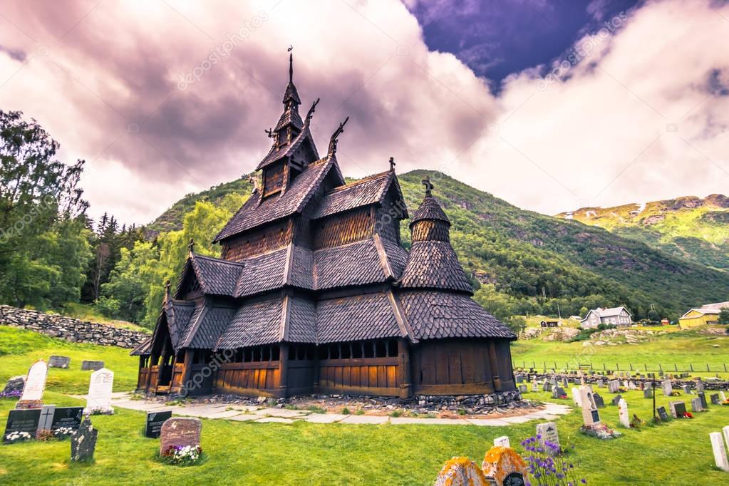 July 23, 2015: The stave church of Borgund in Laerdal, Norway