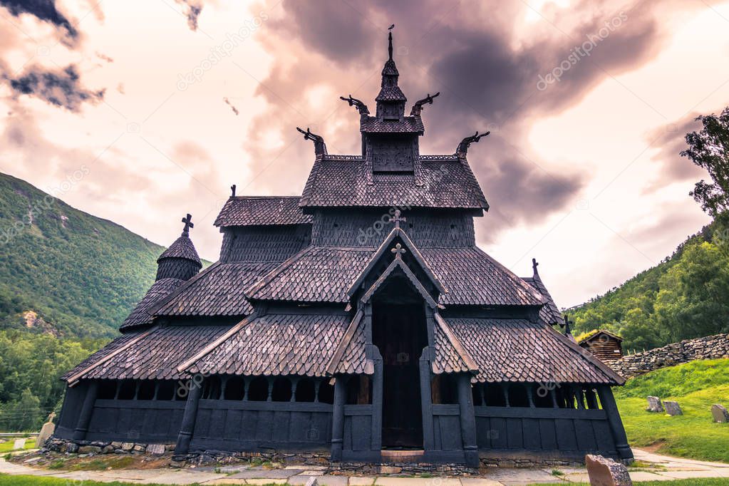 July 23, 2015: The stave church of Borgund in Laerdal, Norway