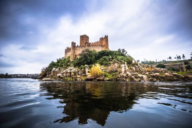 January 04, 2017: Panoramic view of the medieval castle of Almourol, Portugal clipart