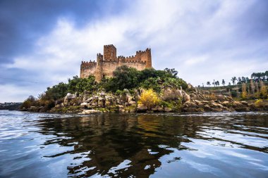 January 04, 2017: Panoramic view of the medieval castle of Almourol in Ribatejo, Portugal clipart