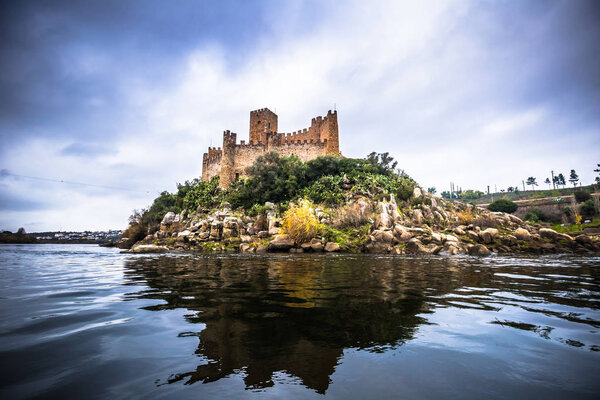 January 04, 2017: Panoramic view of the medieval castle of Almourol, Portugal