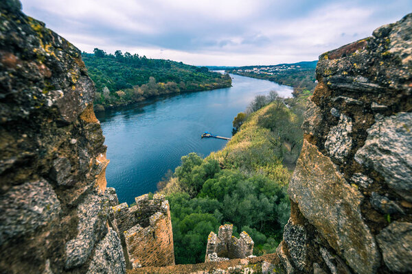 January 04, 2017: Inside the walls of the medieval castle of Almourol, Portugal
