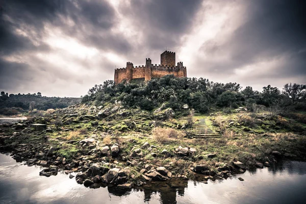 2017 Almourol 中世纪城堡中里巴 葡萄牙的全景视图 — 图库照片
