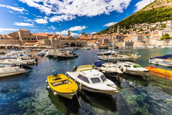 Julho 2016 Barcos Nas Docas Dubrovnik Croácia — Fotografia de Stock