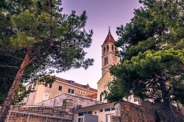 July 18, 2016: Tower of the church of the town of Bol, Croatia — Stock Photo, Image