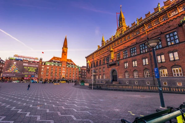 02 dicembre 2016: Panorama di Piazza del Municipio a Copenaghen, Danimarca — Foto Stock