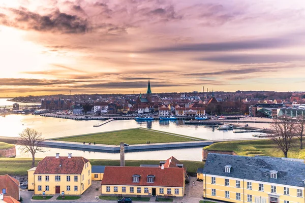 Dezembro 2016 Pôr Sol Helsingor Dinamarca — Fotografia de Stock