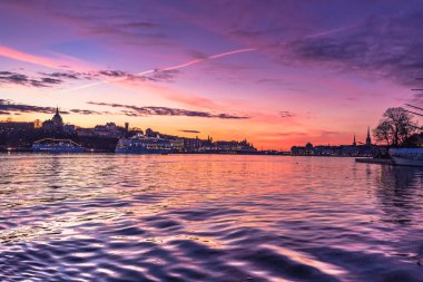 21 Ocak 2017: Twilight Djurgarden Adası giderken, Stockholm, İsveç