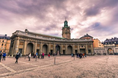 21 Ocak 2017: Royal palace Stockholm, İsveçli meydanda
