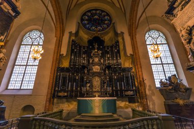 21 Ocak 2017: Stockholm, İsveç katedral iç Panoraması