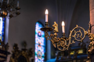 21 Ocak 2017: Stockholm, İsveç'in Alman kilisenin tarihi kentin içinde dekorasyon ayrıntılarını