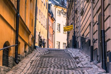 21 Ocak 2017: Stockholm, İsveç'in eski şehir sokaklarında