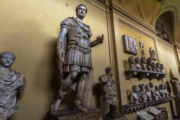 May 30, 2016: Several statues in a hall in the Vatican Museum, V