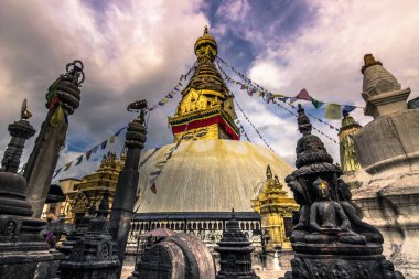 19 Ağustos 2014 - maymun Tapınağı Stupa Katmandu, Nepal