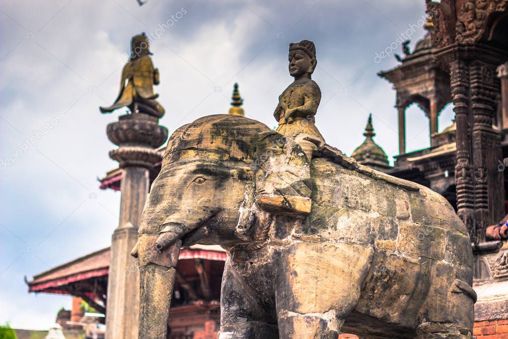August 19, 2014 - Elephant statue in Patan, Nepal