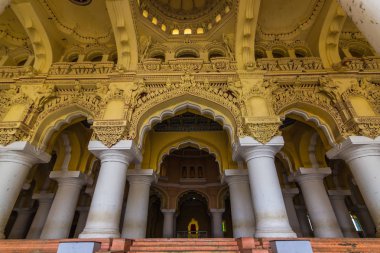 November 13, 2014: Pillars of the Thirumalai Nayakkar Mahal palace in Madurai clipart