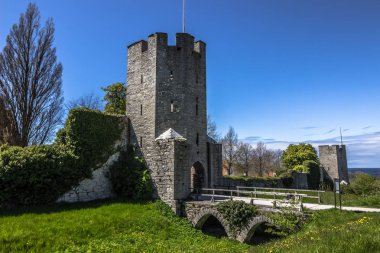 Visby, Gotland - May 15, 2015: Medieval town walls in Gotland, Sweden clipart