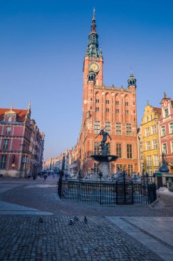 28 Ocak 2017: Uzun çarşı Meydanı, Gdansk, Polan Neptune'de