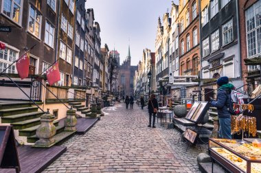 28 Ocak 2017: Mariacka street, Gdansk, Polonya