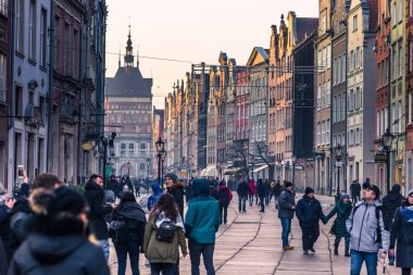 28 Ocak 2017: Gdansk, Polonya'nın uzun sokak