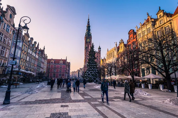 28 Ιανουαρίου 2017: Μεγάλη αγορά πλατεία του Γκντανσκ, Πολωνία — Φωτογραφία Αρχείου