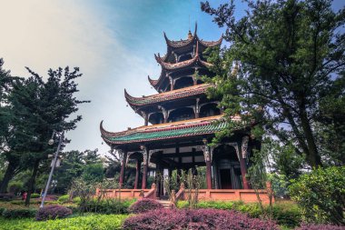 Chengdu, Çin - 10 Ağustos 2014: Pavilion Park Chengdu, Çin