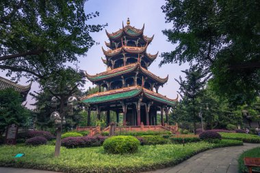 Chengdu, Çin - 10 Ağustos 2014: Pavilion Park Chengdu, Çin