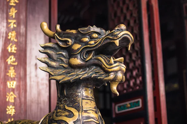 グリーン Ram 寺成都、中国の成都、中国 - 2014 年 8 月 8 日: 竜の像 — ストック写真