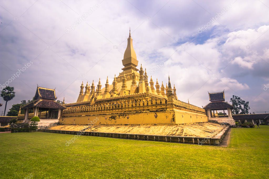 September 26, 2014: Golden stupa of That Luang in Vientiane, Laos
