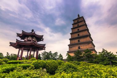 Xi'an, Çin - 23 Temmuz 2014: Bahçeleri Xi'an Ulu Camii