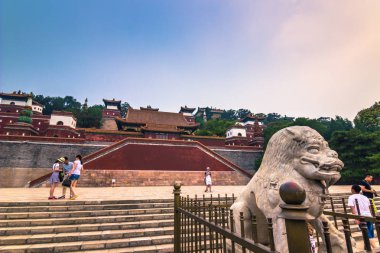 Zhujiajiao, Çin - 26 Temmuz 2014: Taoist tapınakta Zhujiajiao Köyü