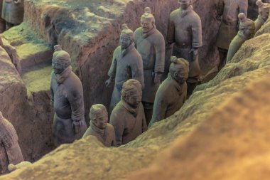 Xi'an, Çin - 22 Temmuz 2014: bir Terracota ordusunun mezar çukuru