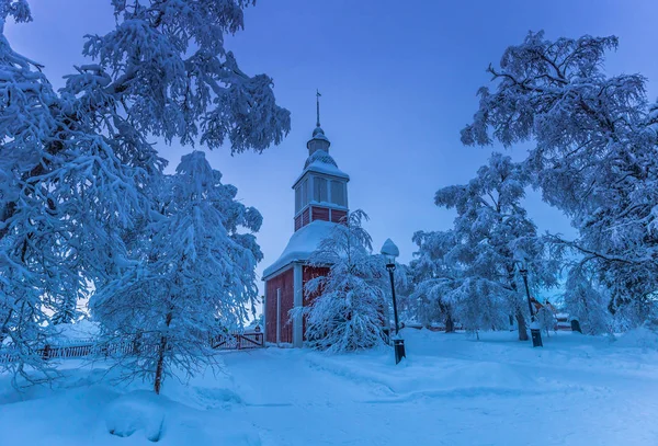 Laponia, Szwecja - 31 stycznia 2014: Kościół Jukkasjarvi, Szwecja — Zdjęcie stockowe