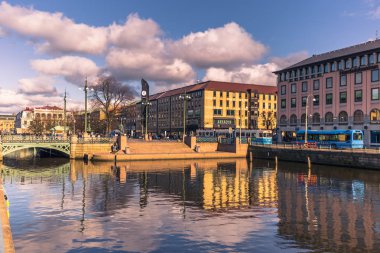 Göteborg, İsveç - 14 Nisan 2017: Gothenburg, İsveç'in Kanallar